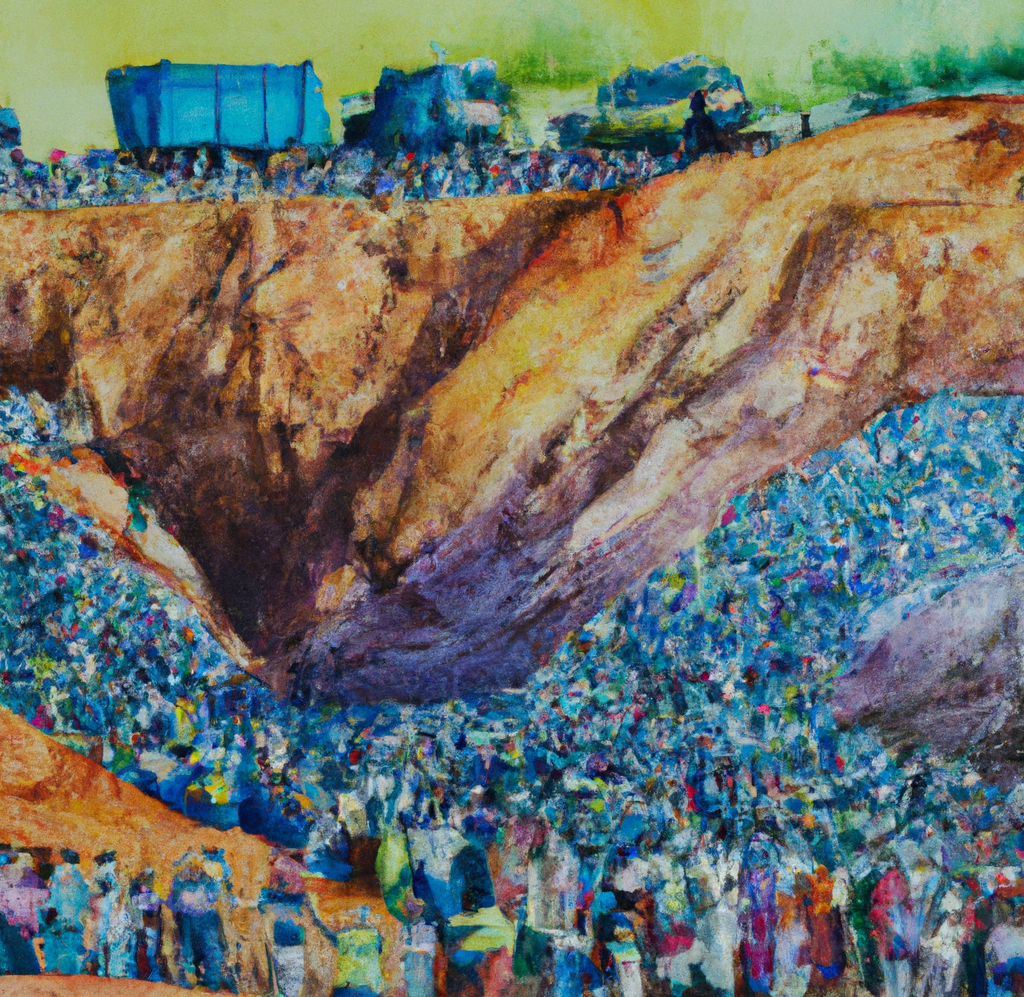 An evocative watercolor abstract painting depicting the harsh realities of child labor in mining operations in the Congo for rare earth elements used in EV batteries.